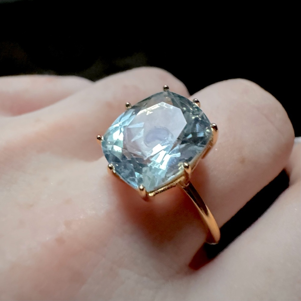 Gold Plated 925 Silver Sky Blue Topaz Ring